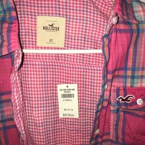 Hollister Pink Plaid Flannel